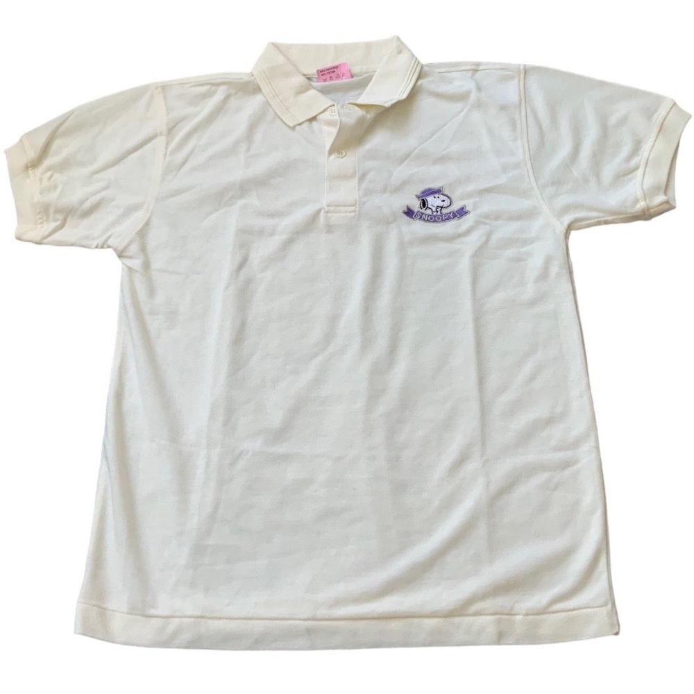 UNITED FEATURE SYNDICATE Snoopy Cream Polo Short Sleeve Men’s Size Medium NEW